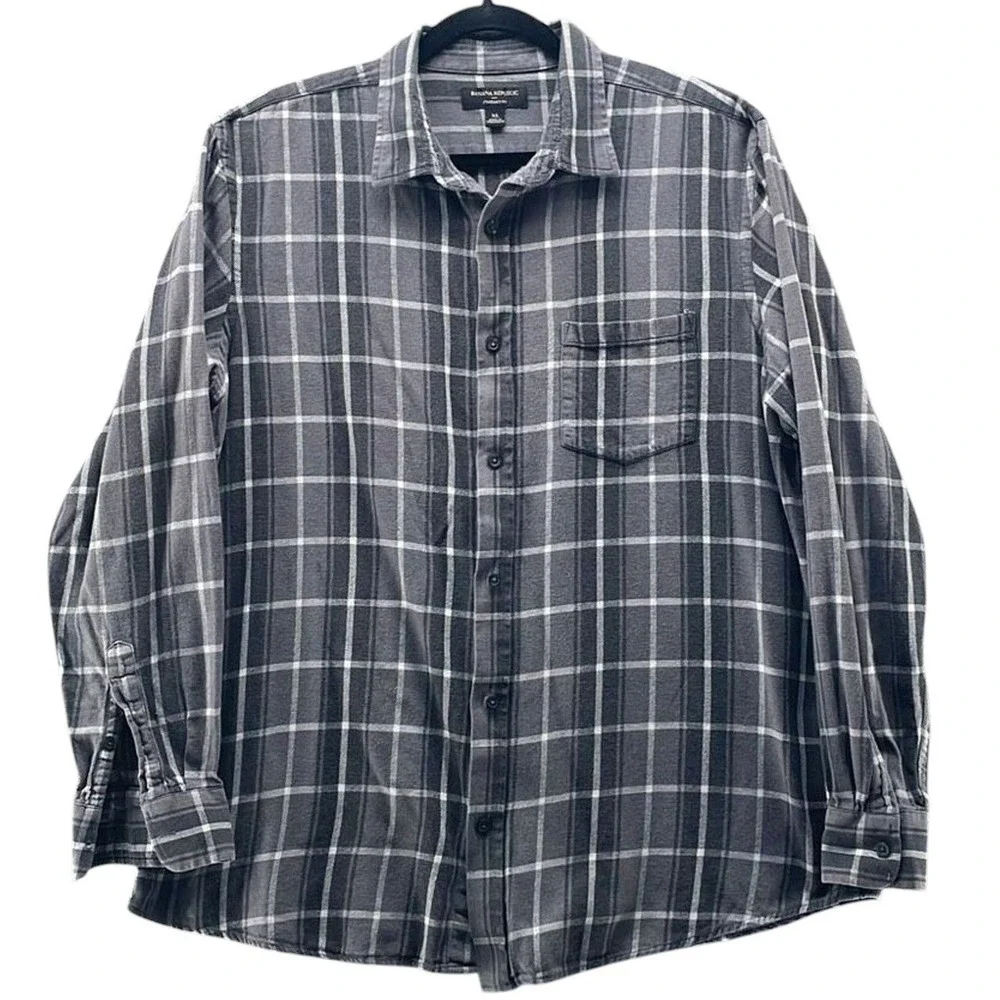Banana Republic Flannel Shirt Gray XL
